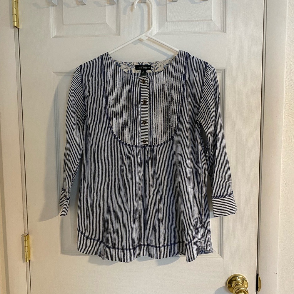 Ralph Lauren Navy and White Striped Blouse
